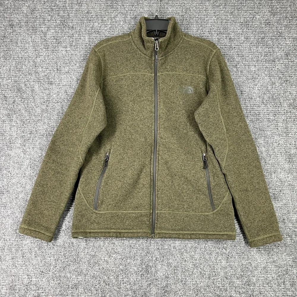 The North Face Mens Sweater Jacket Full Zip Green M Medium‎ Outdoor
